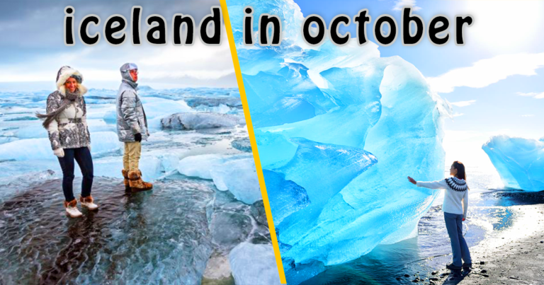 Iceland in October showcasing a landscape full of ice, with glaciers.